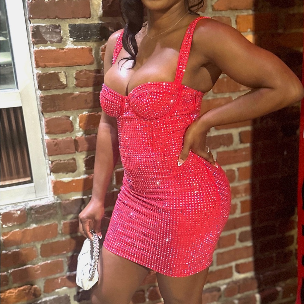 Red embellished dress size 4 US worn once